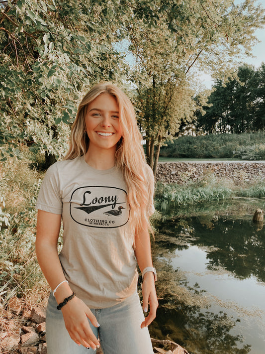 Model wearing Loony Vintage Logo Tee