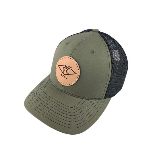 STAG Snapback Trucker Hat | Minnesota Hat, Midwest Hat, Hunting Cap, Mesh Snapback, Richardson 112, Leather Patch Hat, Wildlife, Deer Hat