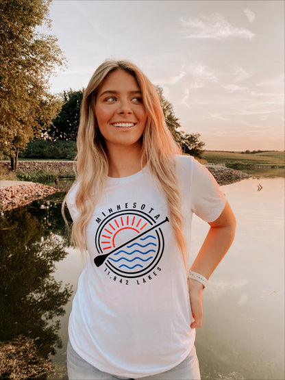 Model wearing The Lakes Tee