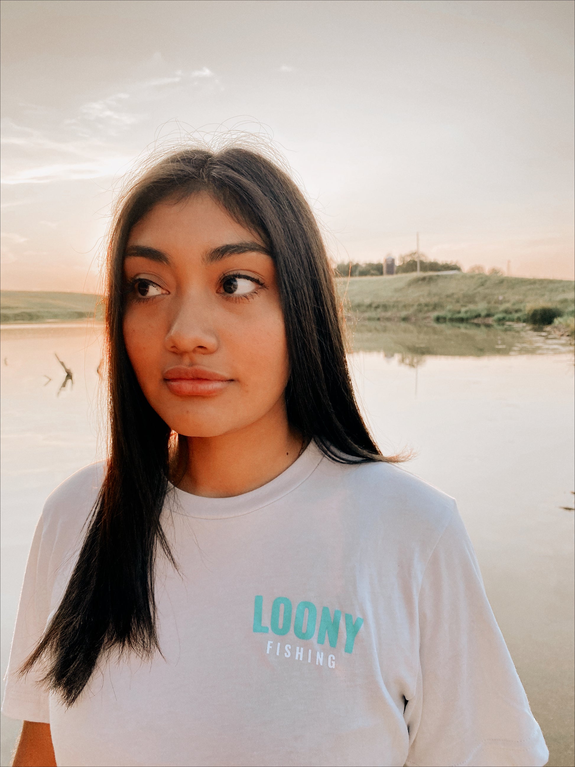 Model wearing Fishing Team Tee - Front Design
