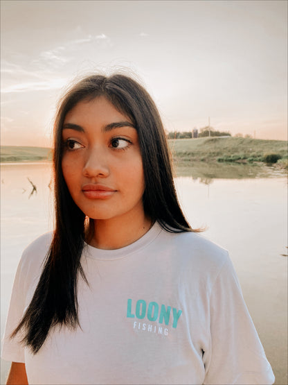 Model wearing Fishing Team Tee - Front Design