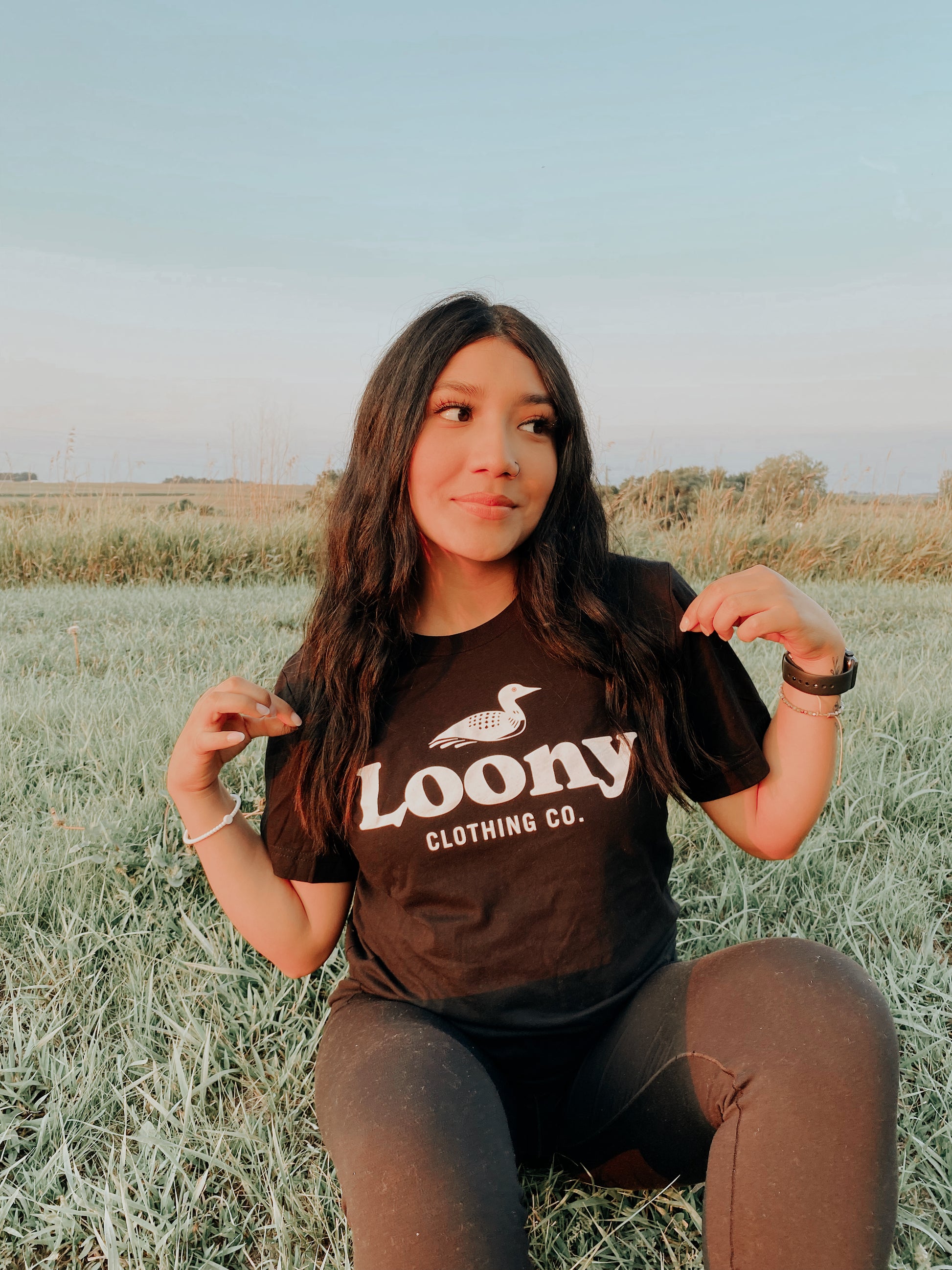 Model wearing Loony Logo T-Shirt